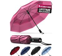 Repel Umbrella Parapluie Pliant Résistant au Vent - Ouverture Automatique Facile - Parapluie Compact et Durable, Armature en Fibre de Verre Solide, Dôme Imperméable - Tient dans un Sac à dos ou à Main