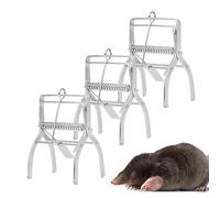 REPELEM Piege à taupe à pince Taupières réutilisables, protection de jardin sans rouille, tueur humain de campagnols et de taupes, puissant répulsif à taupes | Grand, lot de 3