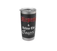 Repent & Believe the Gospel Motorcycle Christian Faith Biker Gobelet isotherme en acier inoxydable double paroi