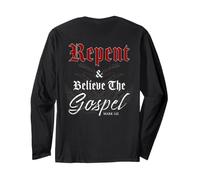 Repent & Believe The Gospel Motorcycle Christian Faith Biker Manche Longue