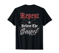 Repent & Believe The Gospel Motorcycle Christian Faith Biker T-Shirt