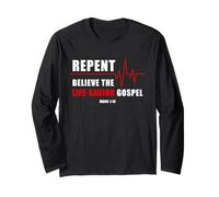 Repent, Believe The Life-Saving Gospel - Heartbeat EKG Faith Manche Longue