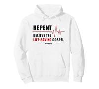 Repent, Believe The Life-Saving Gospel - Heartbeat EKG Faith Sweat à Capuche