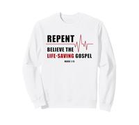 Repent, Believe The Life-Saving Gospel - Heartbeat EKG Faith Sweatshirt