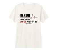 Repent, Your Chance Expires When You Do Heartbeat EKG Faith T-Shirt Haut de Gamme