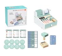 Répertoire de jouets en bois, ensemble de faux billets, d'apprentissage interactif avec pratique des chiffres, station de matériel robuste, kit de rôle au design classique, et