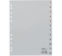 DURABLE Répertoire 6512 – DIN A4 plastique gris, 12 onglets imprimés (651210)