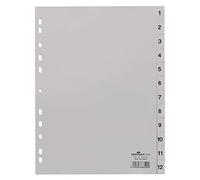 Répertoire numérique durable 651210 (DIN A4, onglets gaufrés 1-12, couverture intégrale en PP) 1 pièce, gris