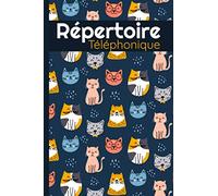 Répertoire téléphonique alphabétique: Carnet d'adresses avec sommaire, A à Z | Caractères gras pour plus de visibilité et de facilité | Format A5, carnet pratique | Chat | 728 entrées