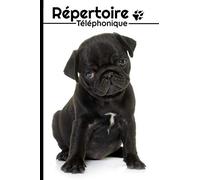 Répertoire téléphonique alphabétique: Carnet d'adresses avec sommaire, A à Z | Caractères gras pour plus de visibilité et de facilité | Format A5, carnet pratique | Carlin chien | 728 entrées