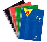 Clairefontaine 8148C Lot de 5 Répertoires à Spirale - A4 21x29,7 cm - 180 Pages Grands Carreaux - Papier Blanc 90 g - Couverture Carte Pelliculée - Couleurs Aléatoires