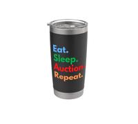 Répéter les enchères Eat Sleep pour les commissaires-priseurs et les amateurs d'enchères Gobelet isotherme en acier inoxydable double paroi