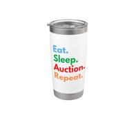 Répéter les enchères Eat Sleep pour les commissaires-priseurs et les amateurs d'enchères Gobelet isotherme en acier inoxydable double paroi