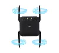 Répéteur d'extension de réseau WiFi, 1200 Mbps Amplifier, Double Bande, 5 GHz et 2,4 GHz, Powerful Repeater with Ethernet Port, Compatible with All Internet Boxes, Installation Facile (Noir)