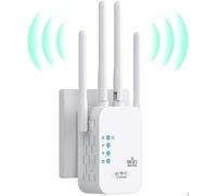 Repeteur WiFi - Amplificateur WiFi 1200Mbps Dual Band 2.4G/5G - Blanc, 4 Antennes, 2 Ports LAN - Compatible avec Les Box Internet