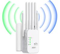 Répéteur WiFi - Amplificateur WiFi de dernière Technologie avec 6 antennes, Couvre jusqu'à 10 000 m², 2 Ports LAN, idéal pour la Maison et Le Bureau (Blanc)