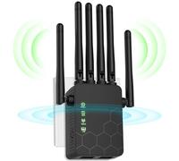 Répéteur WiFi, amplificateur WiFi, répéteur WiFi Longue portée, Couverture de la Maison jusqu'à (11,800 sq. ft.), répéteur WiFi Facile à configurer avec 2 Port Ethernet et Mode AP.