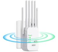 Répéteur WiFi,Extender WiFi, Amplificateur WiFi 1200Mbps Double Bande 5GHz/2.4GHz, Repeteur WiFi 6 Antennes, 2 Ports LAN, WiFi Extender Compatible avec Toutes Les Box Internet, Configuration Facile