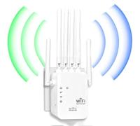Repeteur WiFi Puissant 1200Mbps - Amplificateur WiFi Double Bande 5GHz/2.4GHz Couverture de 300 m², 2 Ports LAN, Compatible Toutes Box Internet (Mode Répéteur/Routeur/AP)