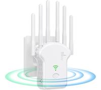 Répéteur WiFi Puissant, 1200Mbps Amplificateur WiFi sans Fil Puissant 5GHz & 2.4GHz avec Modes Répéteur/Routeur/AP, WiFi Extender Compatible avec Toutes Les Box,U13-WH-XY06