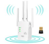 Repetiteur WiFi Puissant sans Fil Repeteur Amplificateur Répéteur Extender Repeater Repartiteur Relais Mur Épais +Dongle Bluetooth Booster 5Ghz &2.4Ghz Longue Portée Ampli Recepteur Ethernet 1200Mbps
