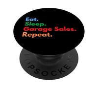 Répétition des Ventes de Garage Eat Sleep - Garage Sales Vintage Lovers PopSockets PopGrip Adhésif