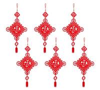 RepiceFinem 6pcs Rouge Chinois nœud DIY fu Tassel Note Pendentif idéal pour Ceux Qui recherchent la Bonne Chance de la prospérité et du Bonheur pour Une décoration Suspendue de la