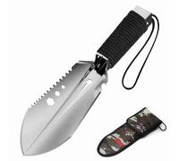 REpiceFinem 8 en 1 Pelle à Main de Camping Multiples à Outil à Main extérieure avec Pochette de randonnée pour randonnée Jardinage de randonnée en Acier Inoxydable avec poignée (Noir)