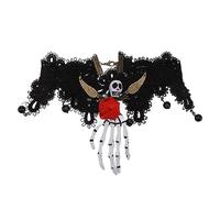 REPICEFINEM Halloween Lace Choker Collier avec Une chaîne de Rose rétro à chaîne réglable pour des décorations de fête de Cosplay (6100)