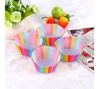 RepiceFinem Rainbow Color Cupcake Liners Food Grade Paper Baking Cups Idéal pour les boulangers à domicile et les planificateurs de fête 100 PCS 6,8 cm bouche 5 cm de moins de 3,2