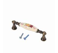 REpiceFinem Vintage Fleur en céramique Bronze Doy Portes de Porte Armoire Datoir de tiroir Tire Alliage et matériau en céramique Style Vintage avec Motif de Fleur de Rose (7#)