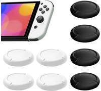 Replacement Cover for Switch Joycon Controller,Thumbsticks Protector for Switch/Lite Silicone Protective Accessories Joystick 3D Grips Caps (C:4PCS Black and White)