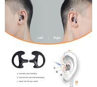 Replacement Ear Tips Soft Silicone Eartips for Motorola Kenwood Radio Air Acoustic Tube Coil Walkie Talkie Headset (SML x 2,Black)