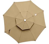 Replacement Patio Umbrella Canopy - 2 Layer UV Protection Waterproof Outdoor Parasol Replacement Fabric For 8 Rib Cantilever Garden Umbrella Terrace Poolside