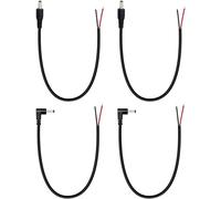 Replacement Pigtail DC Cable Connector 3.5mm x 1.35mm,90 Degree Right Angle and DC Female to Bare Wire Connector for DC Power Cable Repair 4 Pack