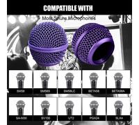 Replacement Steel Mesh Microphone Head with Inner Foam,Suitable for SM58 (Purple,1PC)