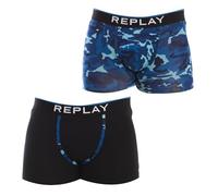 REPLAY Boxer, avec Logo (2 pièces), Black/Camouflage Blue, s Homme