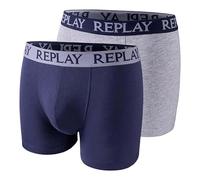 REPLAY Boxer, Logo (2 pièces), Indigo/Gris mélangé, XL Homme