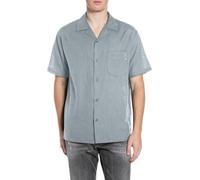 Replay Chemise à Manches Courtes pour Homme, Bleu pétrole 211, Taille M