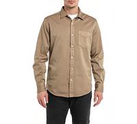 Replay chemise à manches longues pour hommes en mélange de coton, Peanut 725 (marron), L
