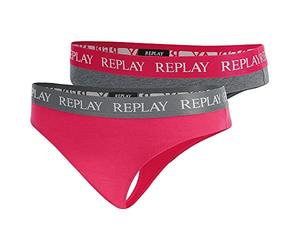 Replay Damen String 2er-Set, Dark Grey Mel/Fuxia N287 (Mehrfarbig), L