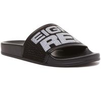 REPLAY Femmes Sayville Noir Paillettes Avant Big Logo Baskets Taille UK 3 - 7