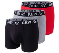 REPLAY I101102-004-N176 Boxer, avec Logo (3 pièces) Boxer Homme Black/Grey Melange/Red Taille M