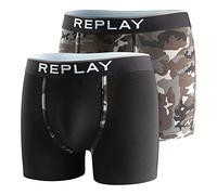 REPLAY I101196-001-N209 Boxer, avec Logo (2 pièces) Boxer Homme Black/Camouflage Black Taille S