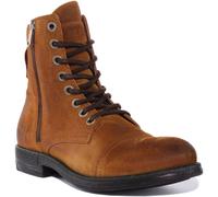 REPLAY Paquet Daim Hommes Lacet Double Fermeture Éclair Bottines Fauve Taille UK