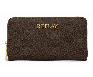 REPLAY portefeuille Zip Around Wallet Brown Cocoa + Black