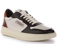 Replay Reload Lacé En Cuir Homme Trainer En Noir Beige UK 7-12
