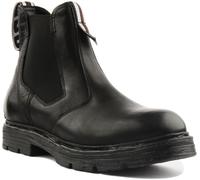 REPLAY Réserve Hommes Épais Semelle Cuir Bottes Chelsea en Noir UK Taille 7 - 12
