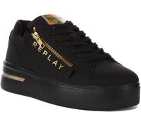 Replay Université Zip Plating Lacets Montants Femme Noir Or UK 3 - 7