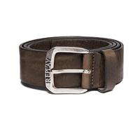REPLAY Vintage Leather Belt W95 Faded Grey Mud